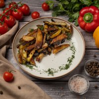 Картофель жареный с луком и грибами