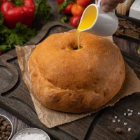 Кулебяка по-чеховски с мясом дичи и блинами